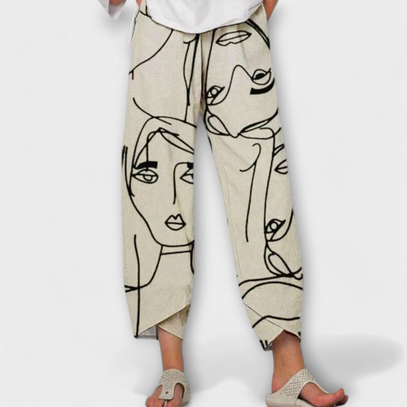 Nahia Wide Leg Pants for Women | Elegant Printed Trousers
