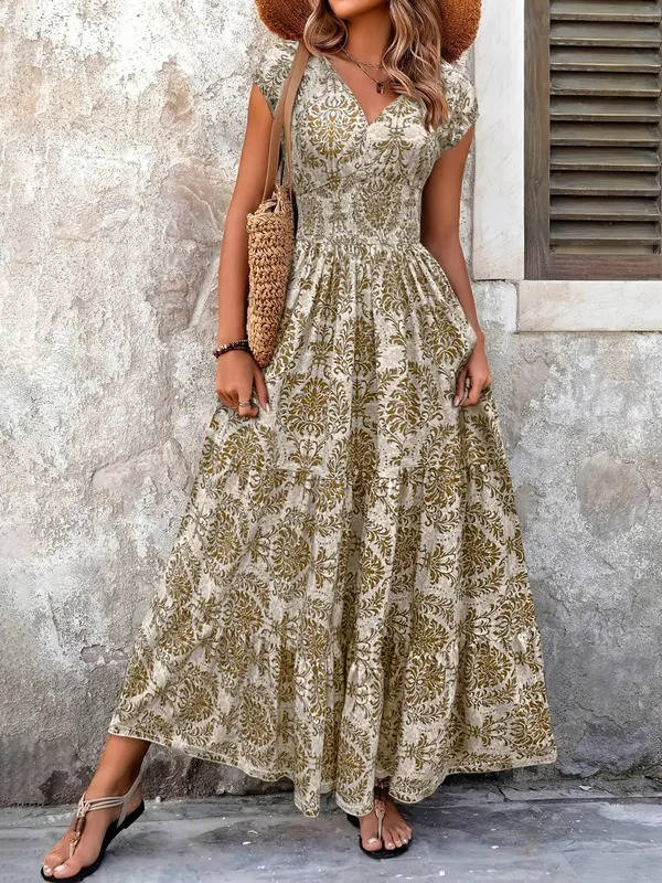 Isabella | Boho V Neck Maxi Dress