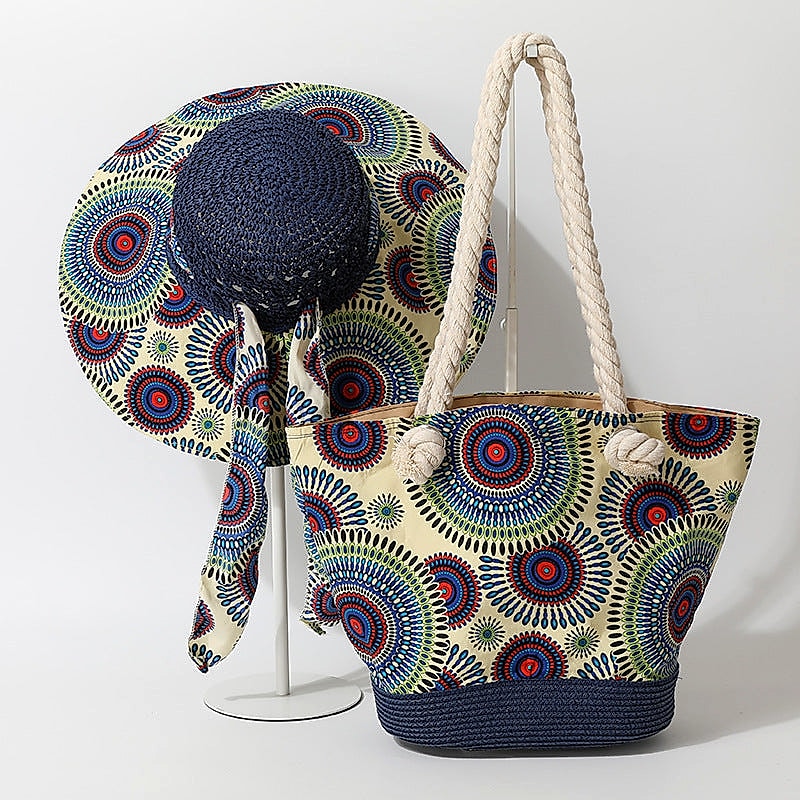 Straw Hat & Beach Tote Set | Summer Vacation