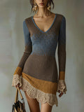 Sabine | Women's Colorblock Ribbed Knit Mini Dress