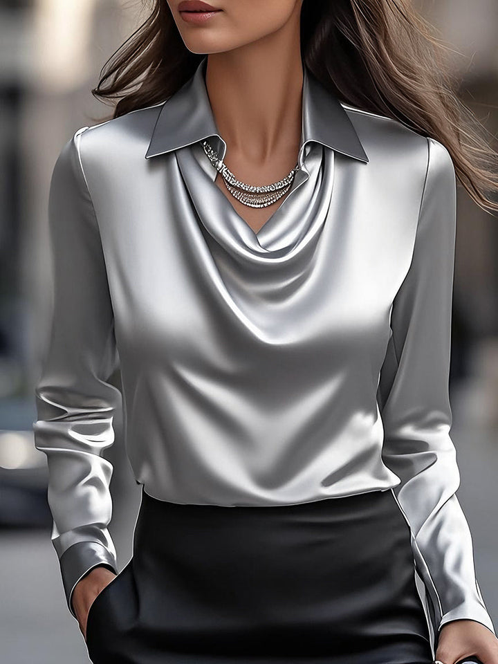 Seraphine satin blouse in Gray