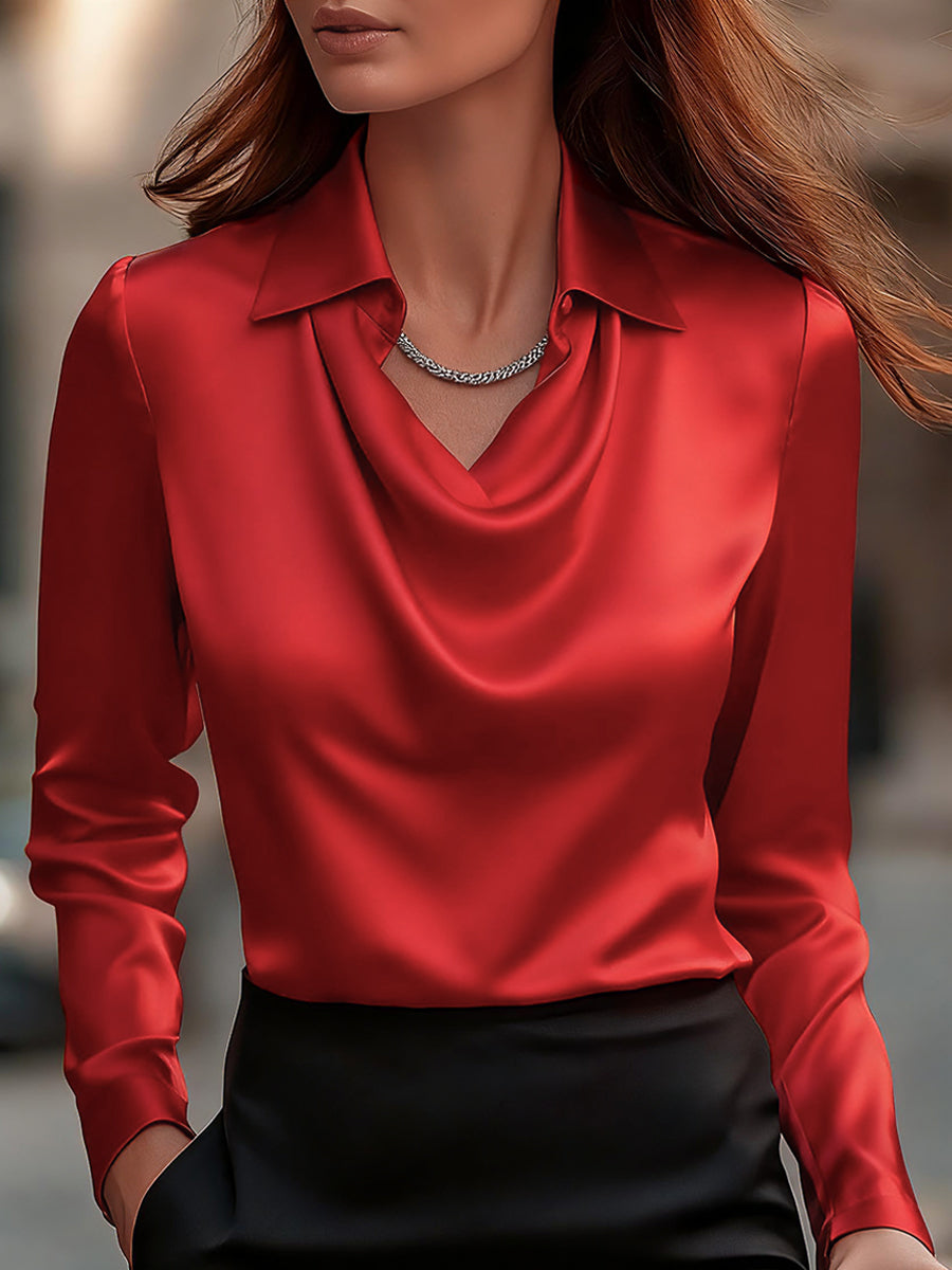 Seraphine satin blouse in Red