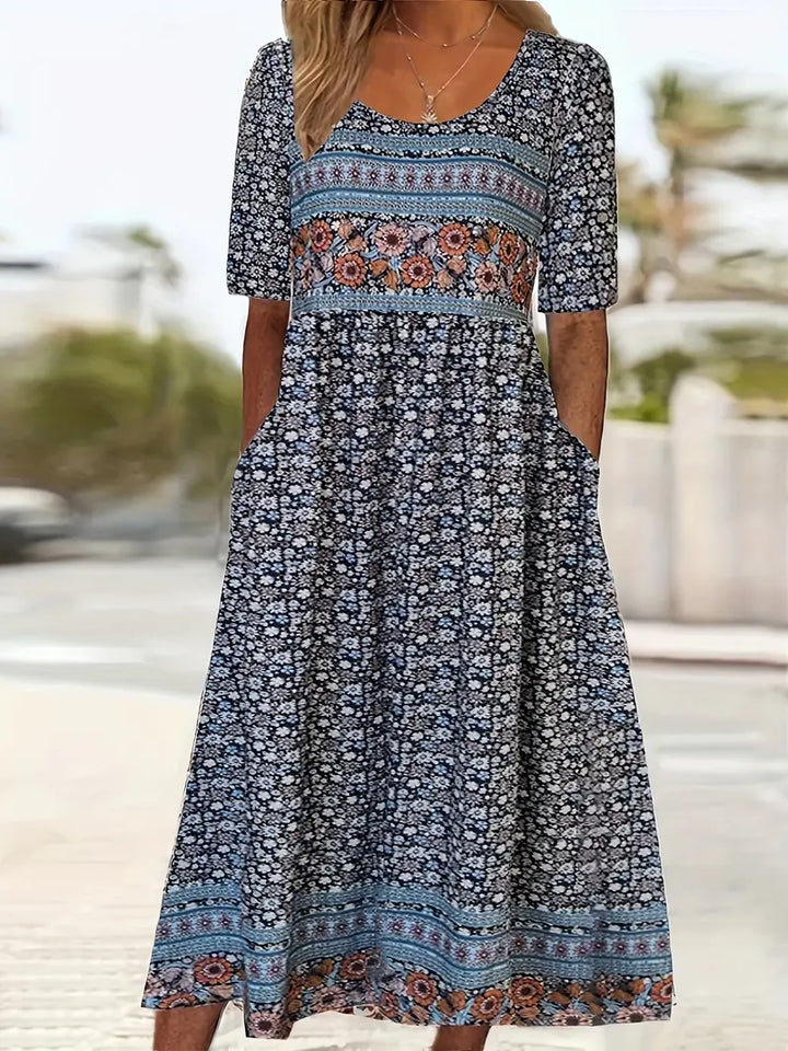 Peyton | Boho Short Sleeve Midi Dress