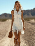 Cheyenne | Women's Fringe Denim Mini Dress