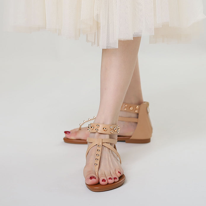 Liana Vintage Roman Sandals for Women | Casual Summer Beach Flats