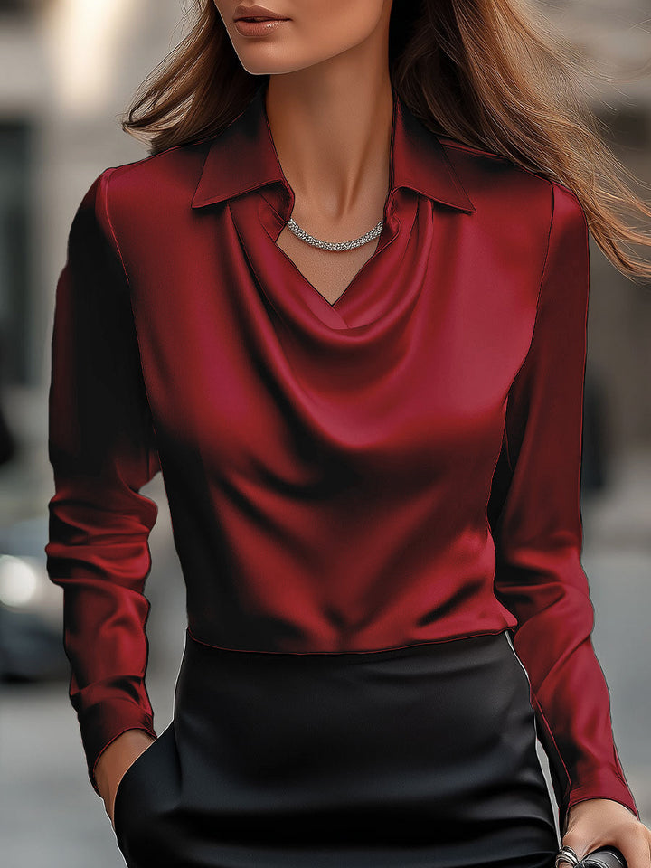 Seraphine satin blouse in Burgundy