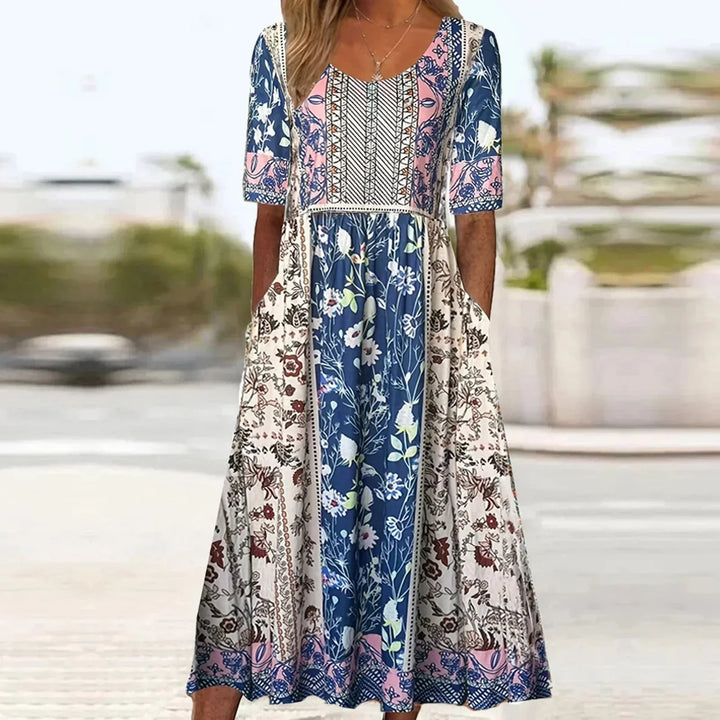 Peyton | Boho Short Sleeve Midi Dress