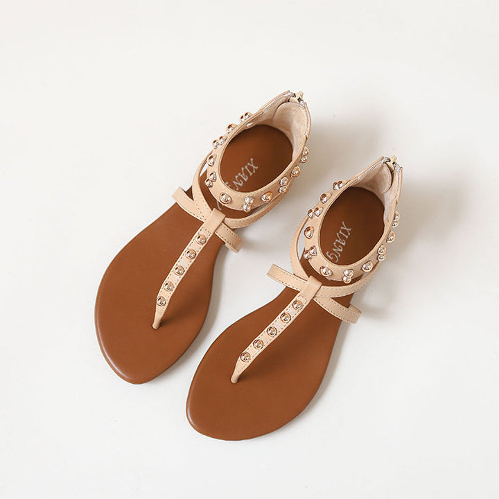 Liana Vintage Roman Sandals for Women | Casual Summer Beach Flats