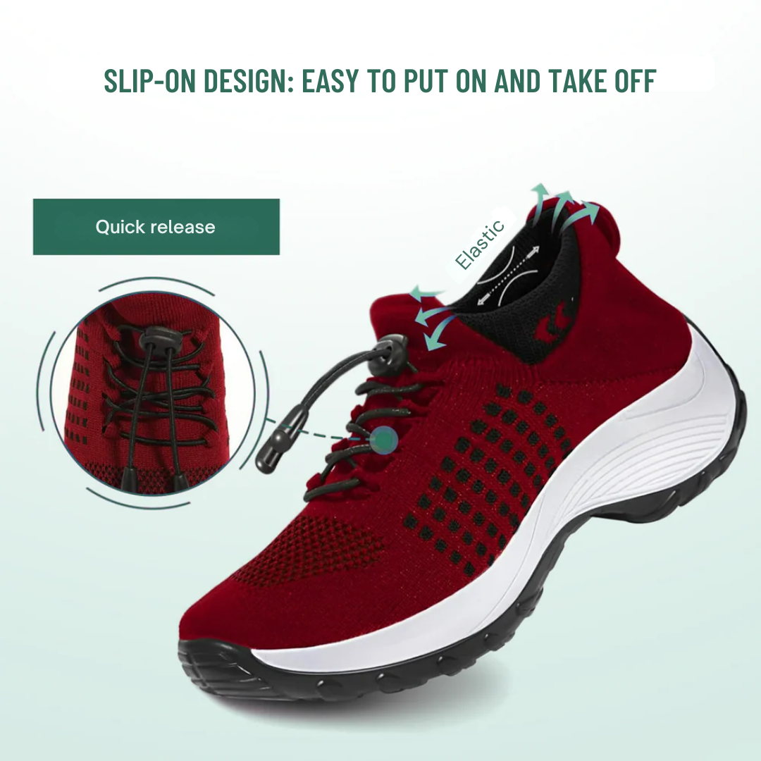 Ambulo Orthopedic Shoes Black Red for Women - View 2