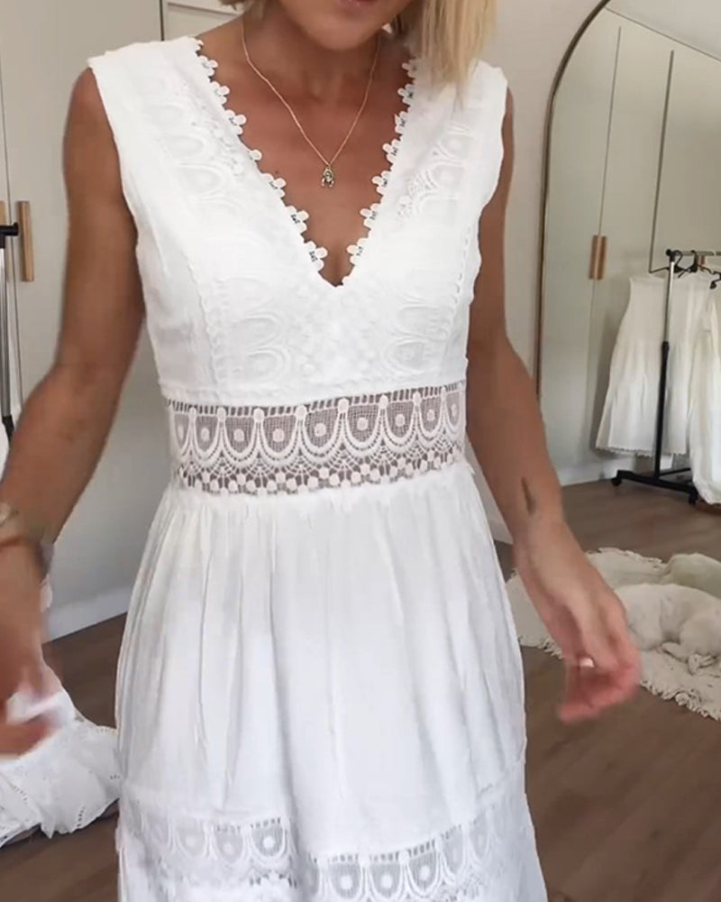Paige | Boho V Neck Midi Dress