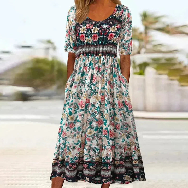 Peyton | Boho Short Sleeve Midi Dress