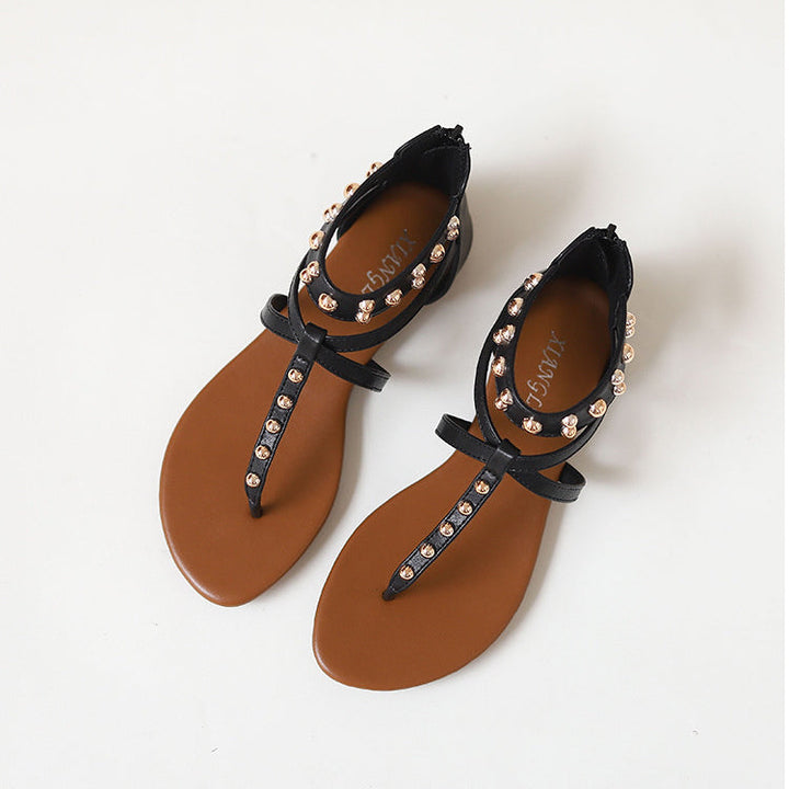 Liana Vintage Roman Sandals for Women | Casual Summer Beach Flats