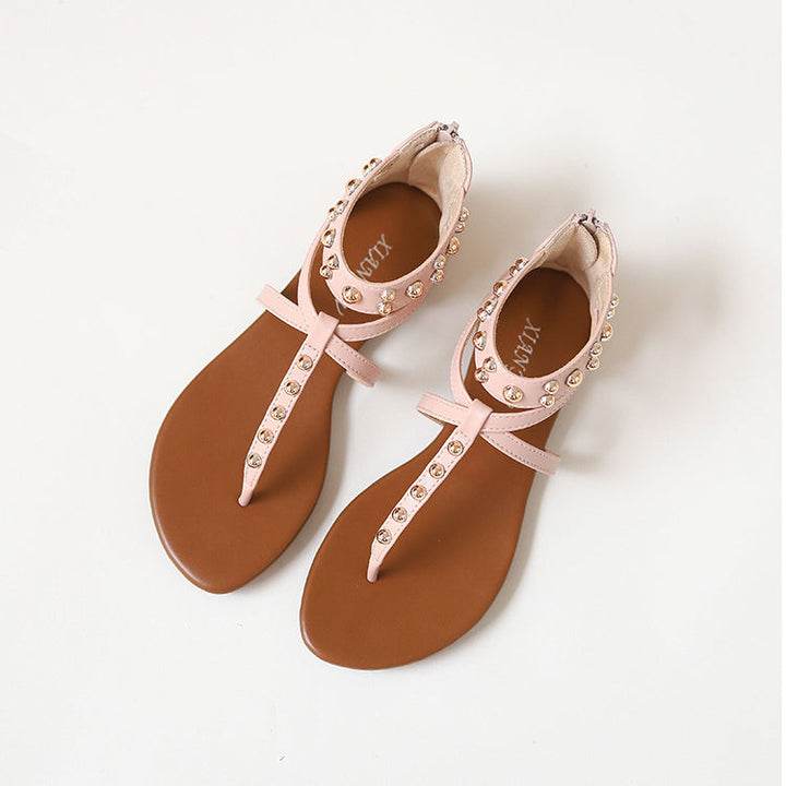 Liana Vintage Roman Sandals for Women | Casual Summer Beach Flats