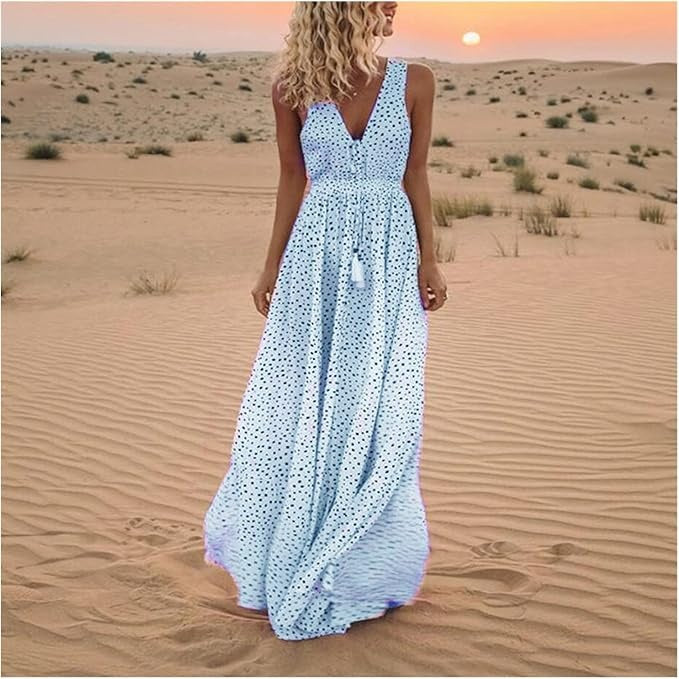 Hannah | Boho V Neck Maxi Dress