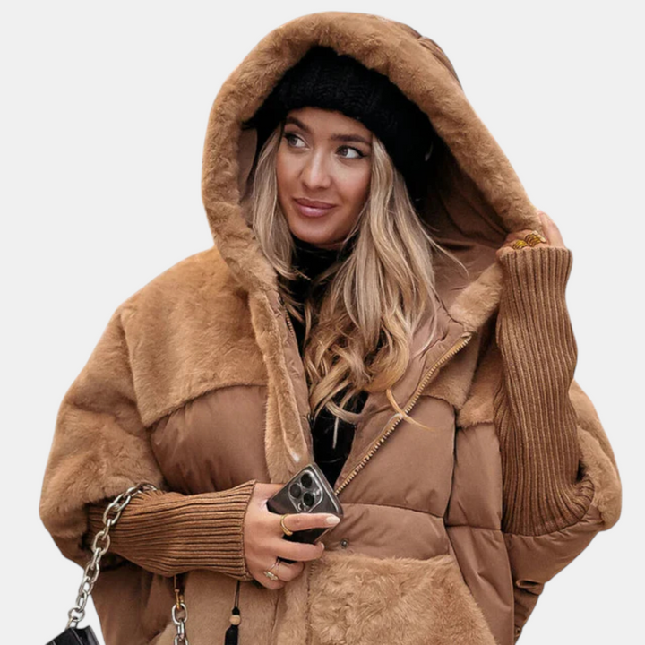 Oversized Hooded Patchwork Puffer Jacket