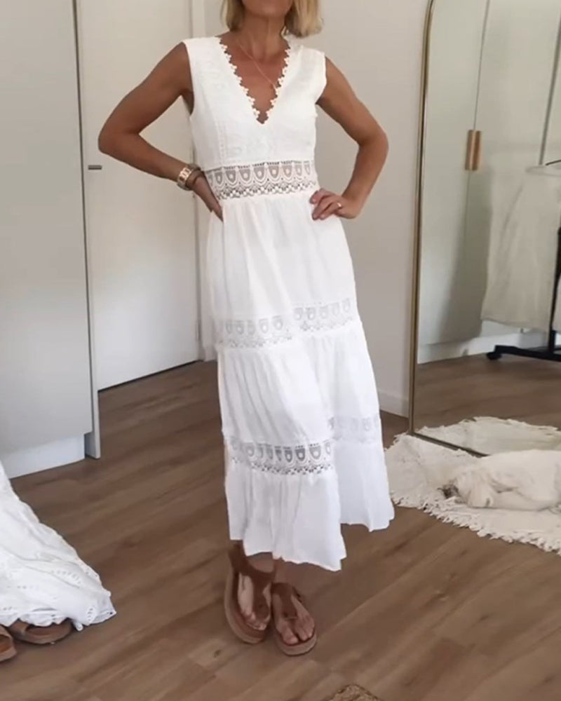Paige | Boho V Neck Midi Dress