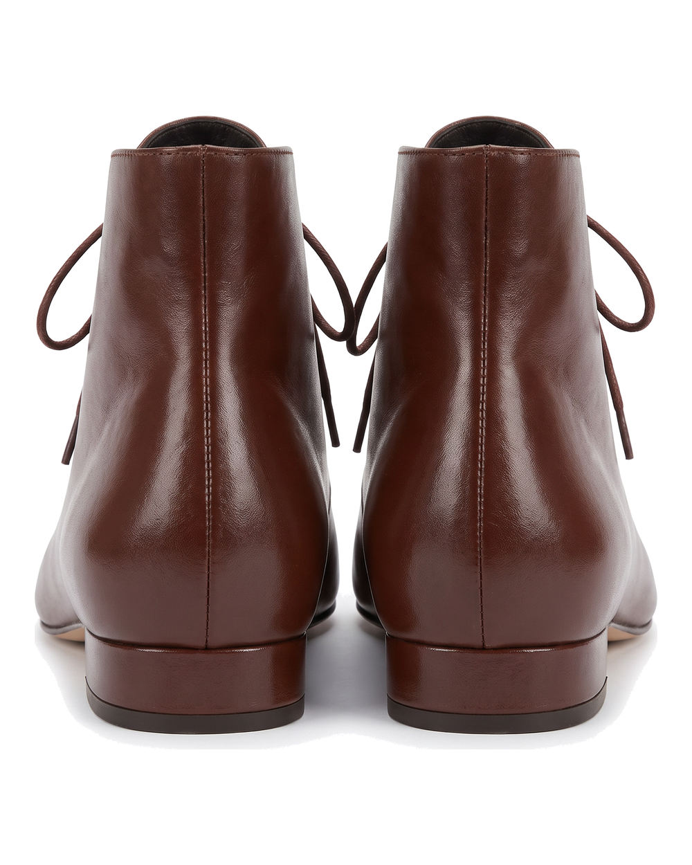 Marguerite Women's Flat Lace-Up Pointed Toe Ankle Boots in brown, back view