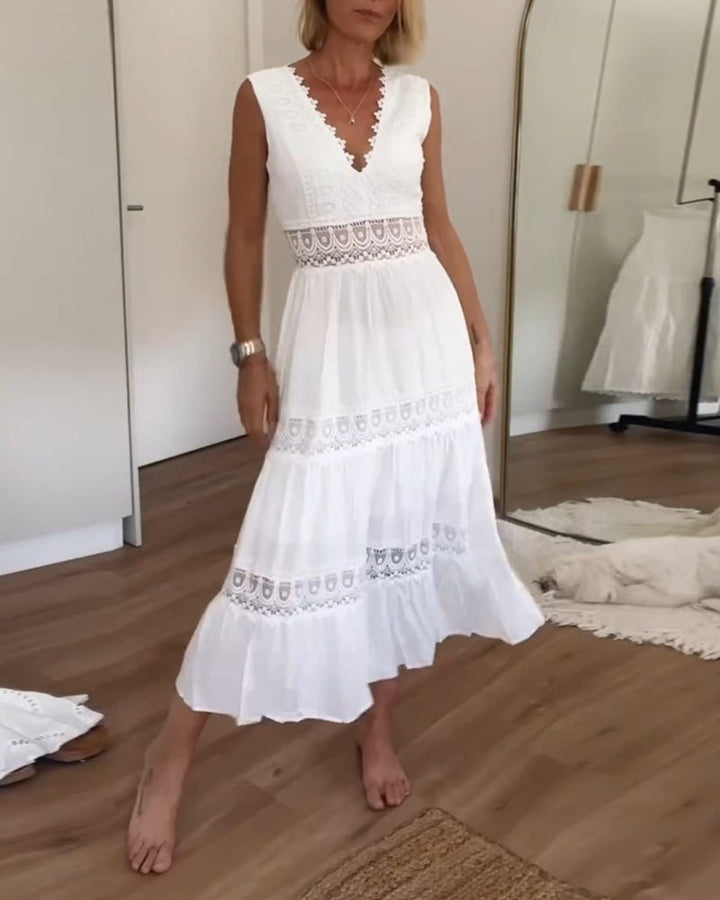 Paige | Boho V Neck Midi Dress