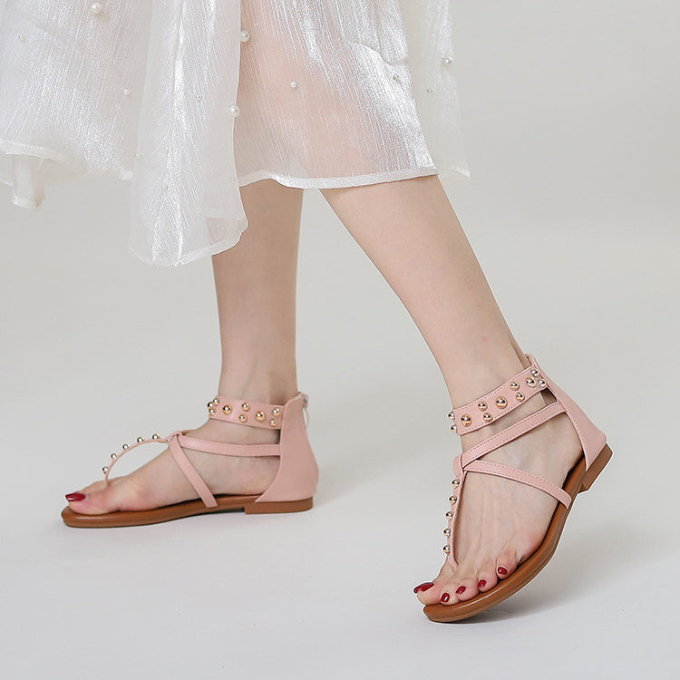 Liana Vintage Roman Sandals for Women | Casual Summer Beach Flats