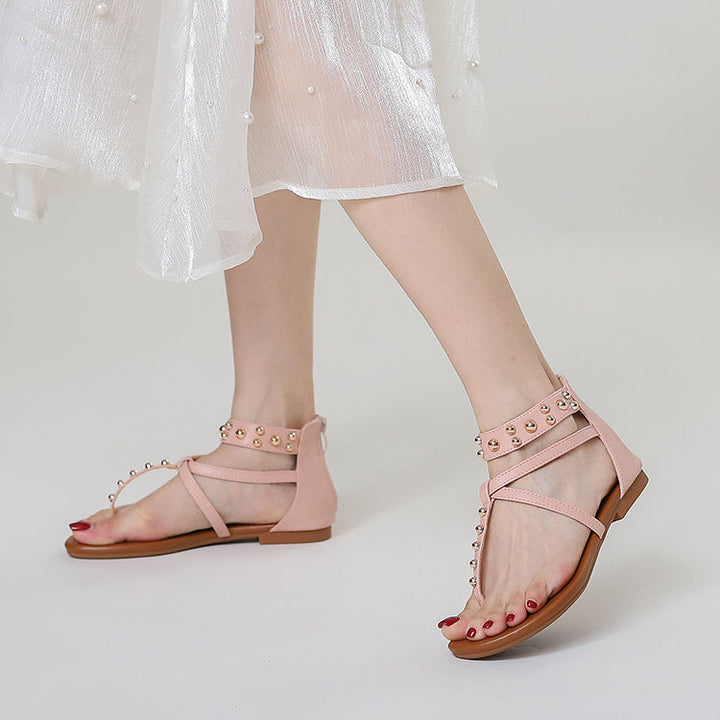 Liana Vintage Roman Sandals for Women | Casual Summer Beach Flats
