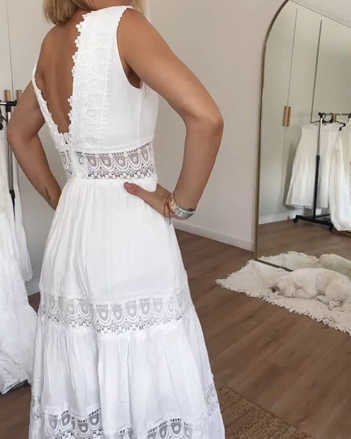 Paige | Boho V Neck Midi Dress