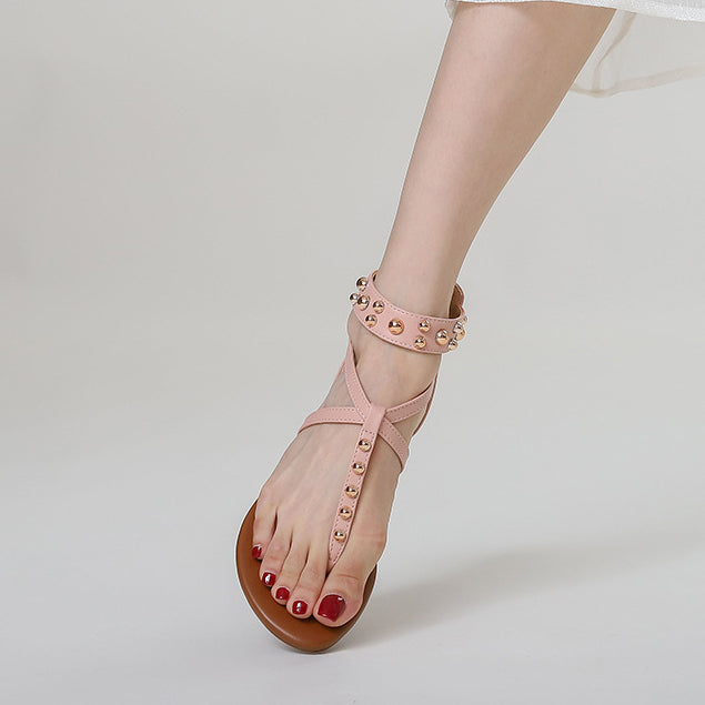 Liana Vintage Roman Sandals for Women | Casual Summer Beach Flats