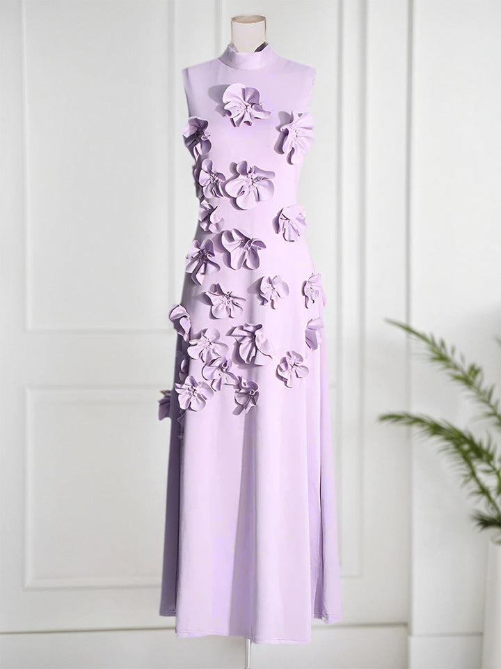 Genevieve gown 3D fabric flower detail close-up