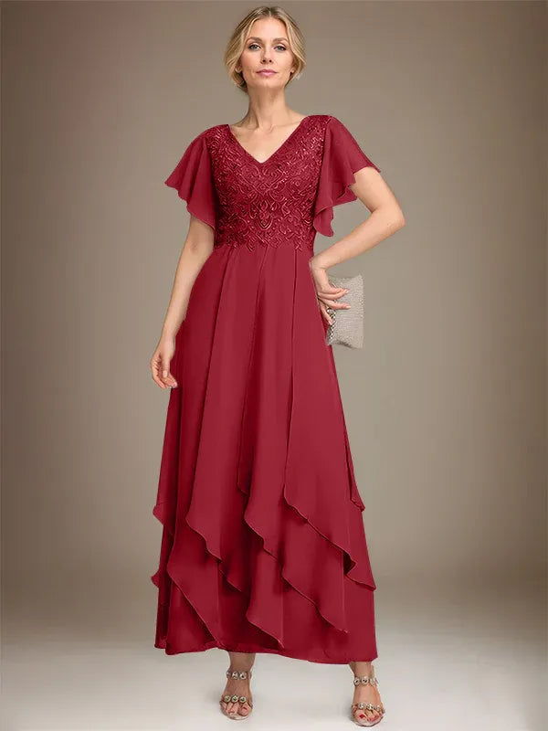 Eleanor Mother of the Bride Dress - Burgundy