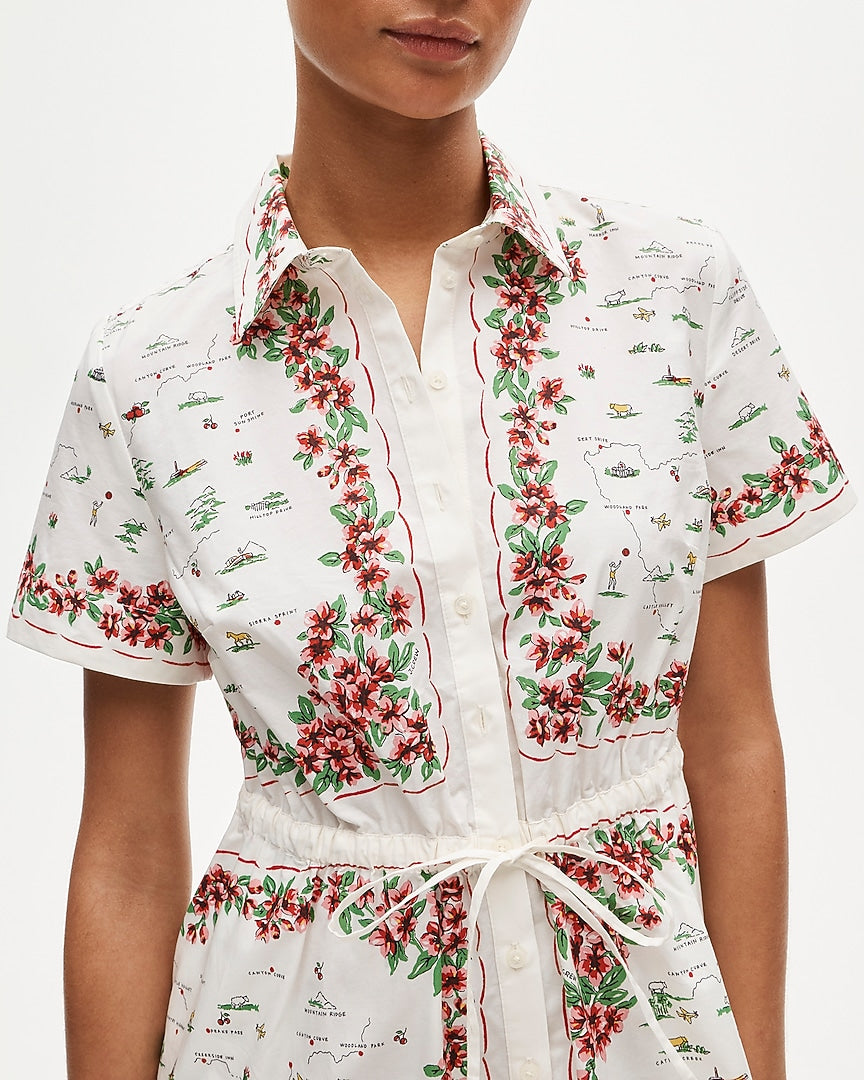 Map Print Mini Shirt Dress | Summer Vacation