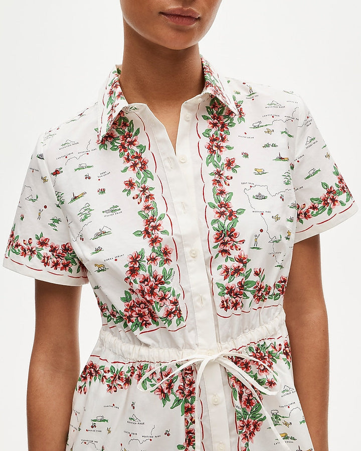 Map Print Mini Shirt Dress | Summer Vacation