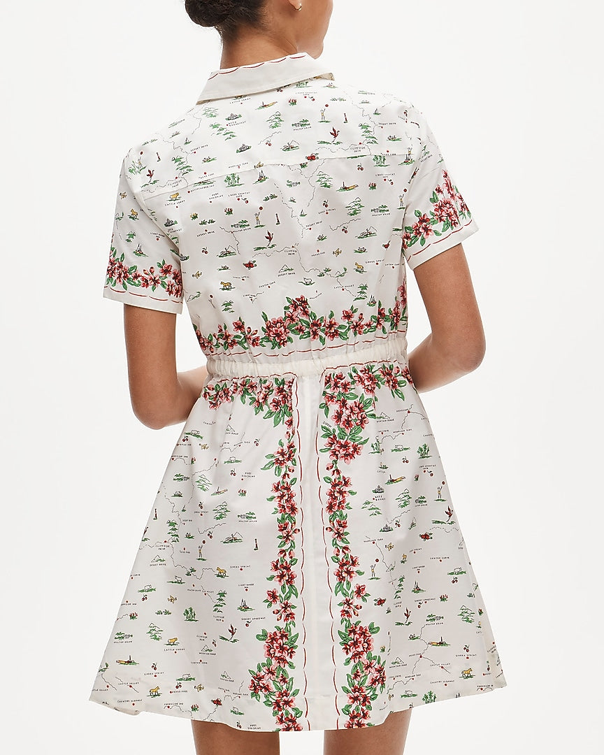 Map Print Mini Shirt Dress | Summer Vacation