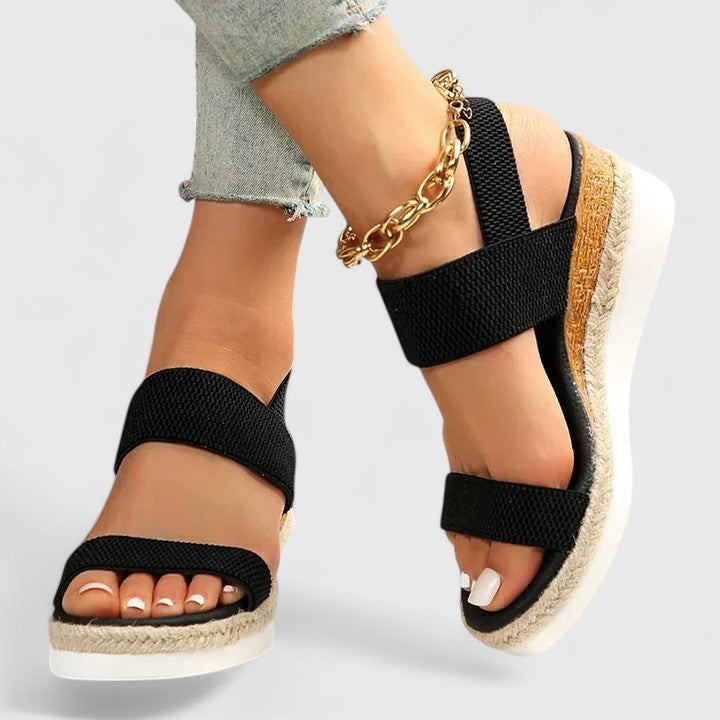 Coralie espadrille platform wedge sandal - Black side view