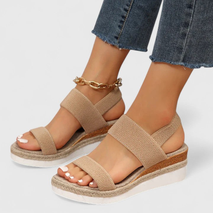 Coralie espadrille platform wedge sandal - Tan detail