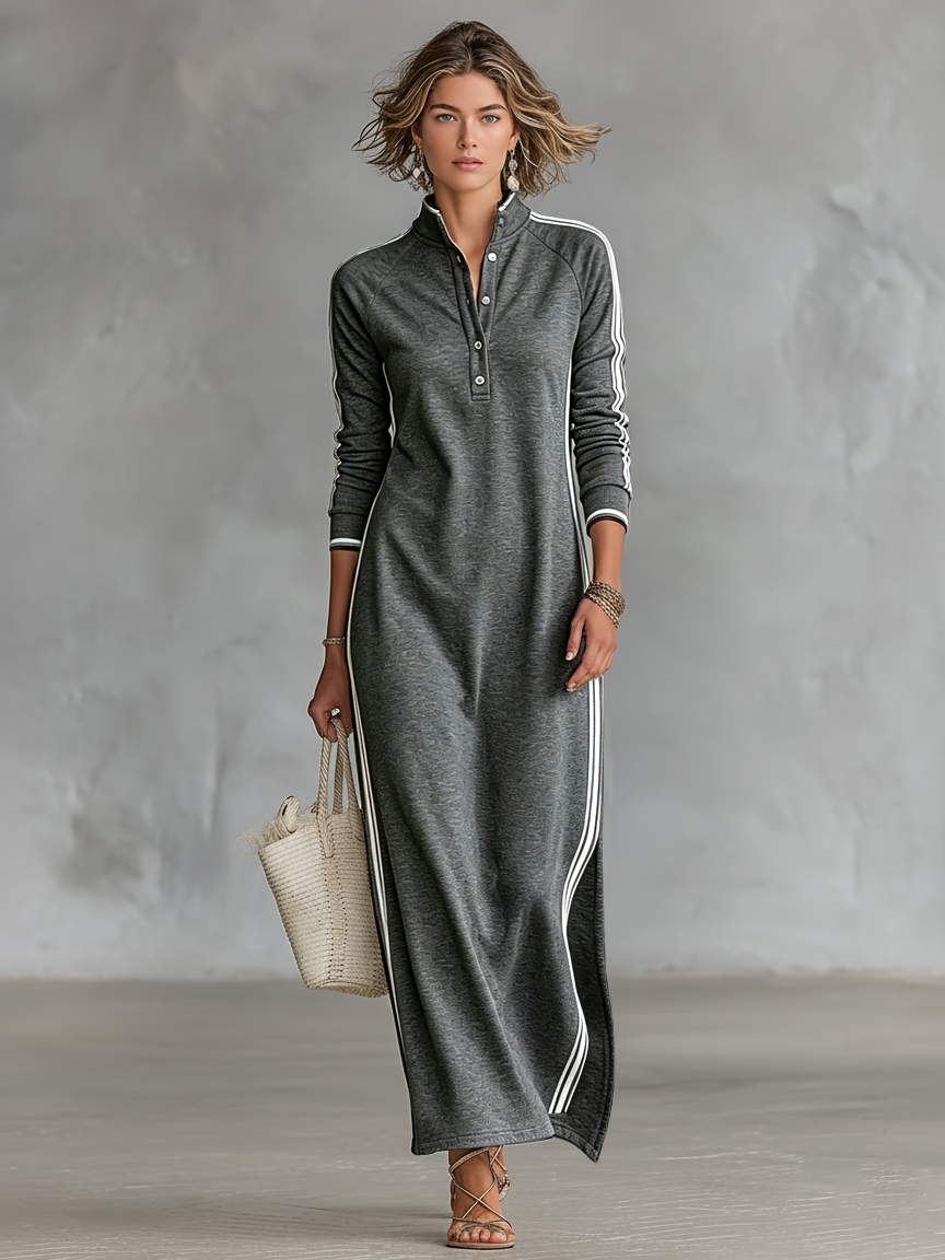 Colette sweatshirt maxi dress in gray, front view