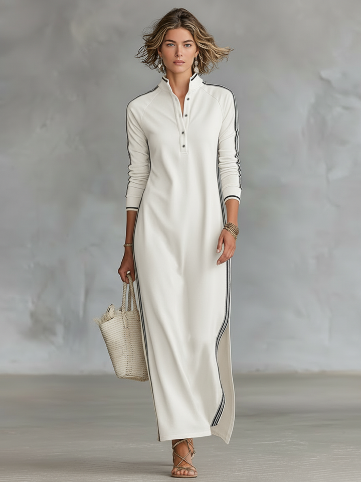 Colette sweatshirt maxi dress in white, front view