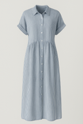 Colette | Women's Striped Shirt Midi Dress with Pockets