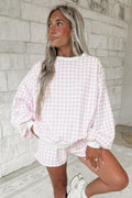 Nadine | Women's Plaid Pullover & Drawstring Shorts Set