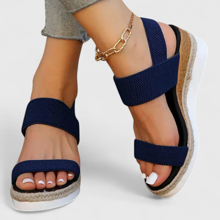 Coralie espadrille platform wedge sandal - Navy