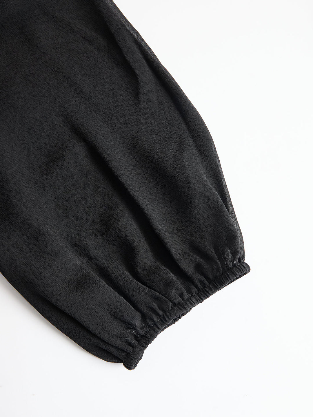 Soft puff sleeve with elasticated cuff detail on chiffon top