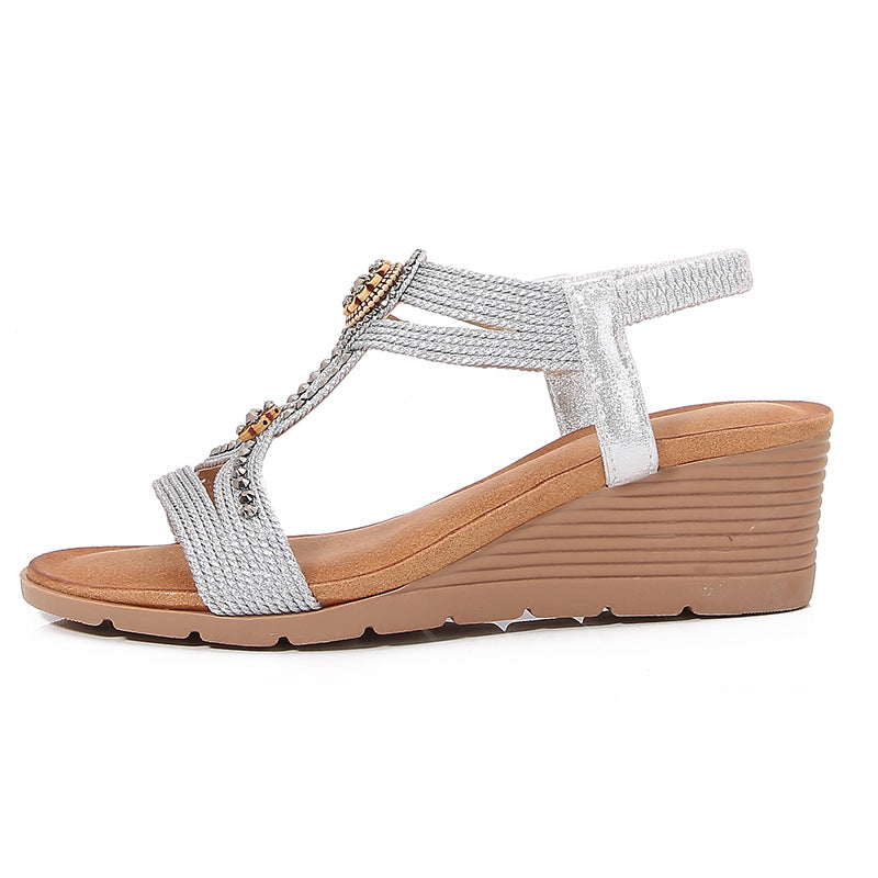 Esmeralda Rhinestone Wedge Sandals for Women | Bohemian Platform