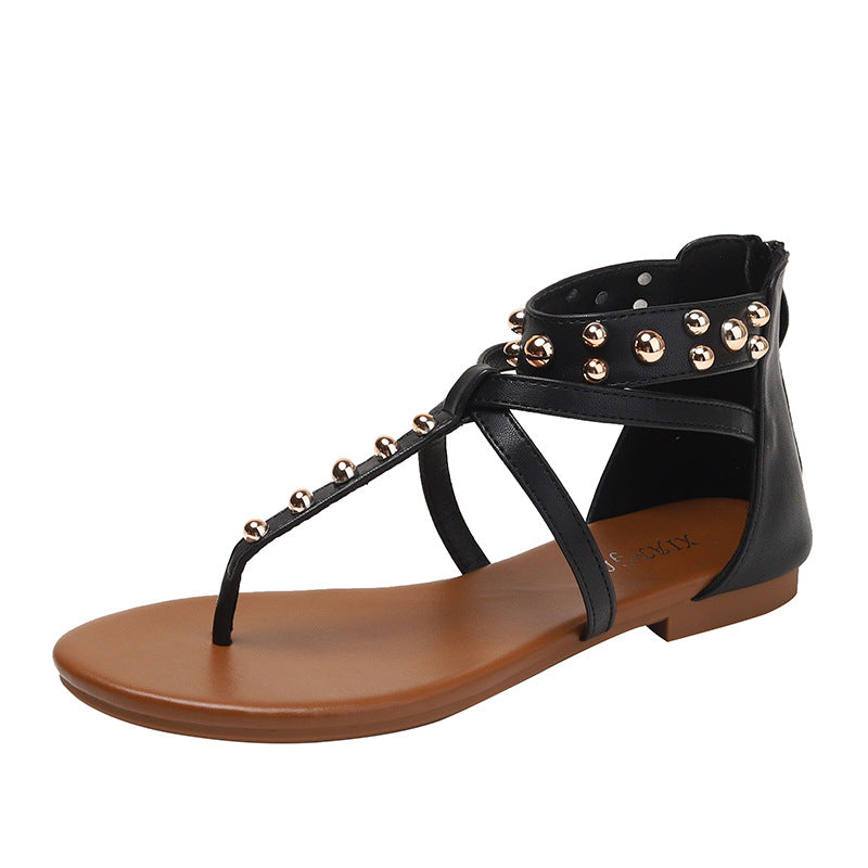 Liana Vintage Roman Sandals for Women | Casual Summer Beach Flats