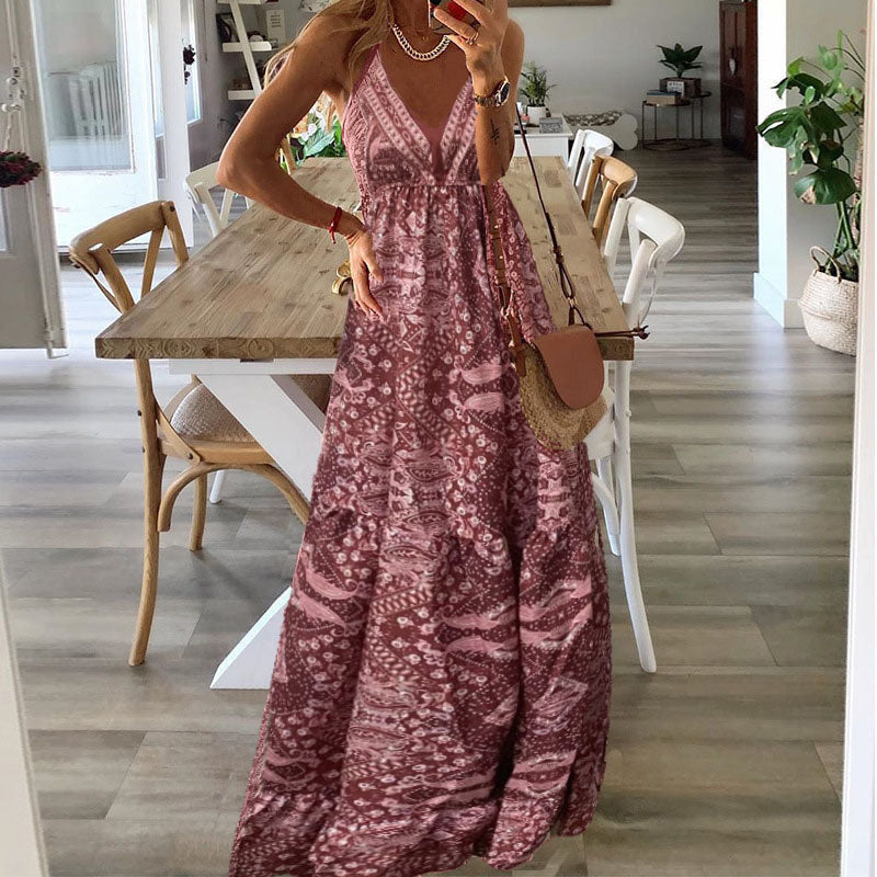 Sydney | Boho V Neck Maxi Dress