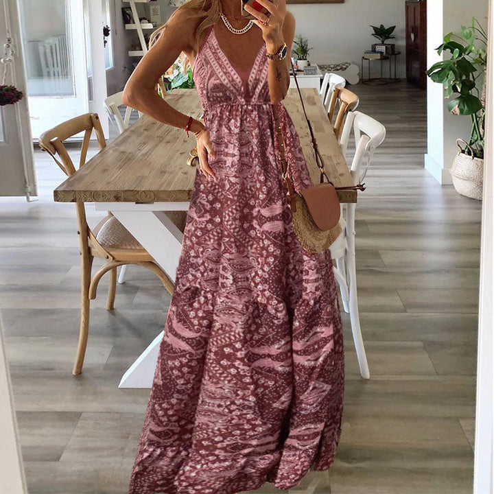 Sydney | Boho V Neck Maxi Dress