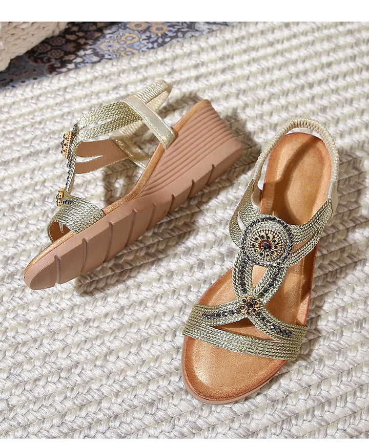 Esmeralda Rhinestone Wedge Sandals for Women | Bohemian Platform