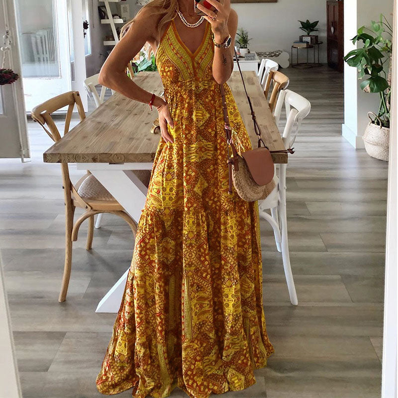 Sydney | Boho V Neck Maxi Dress