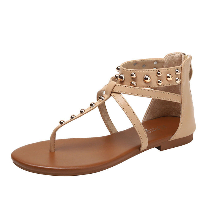 Liana Vintage Roman Sandals for Women | Casual Summer Beach Flats