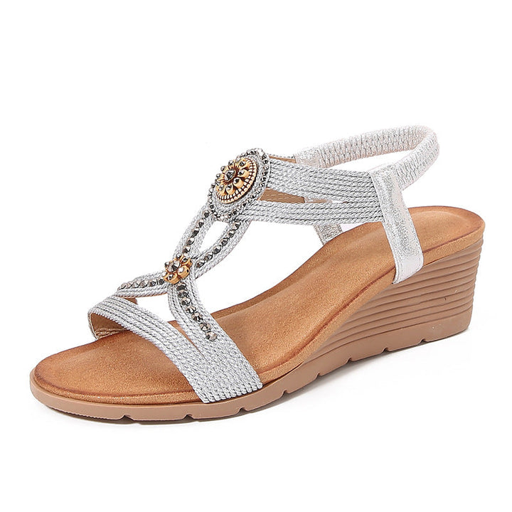 Esmeralda Rhinestone Wedge Sandals for Women | Bohemian Platform