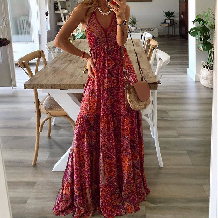 Sydney | Boho V Neck Maxi Dress