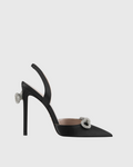 Rina Crystal Bow Slingback Pumps In Black