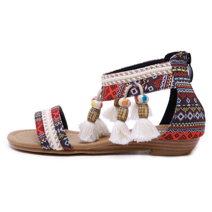 Rosalind Rhinestone Boho Sandals for Women | Comfort Summer Flats